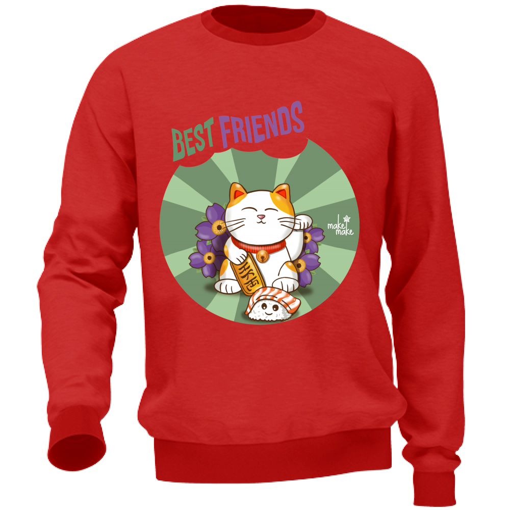 Felpa Unisex Maneki Neko Best Friends