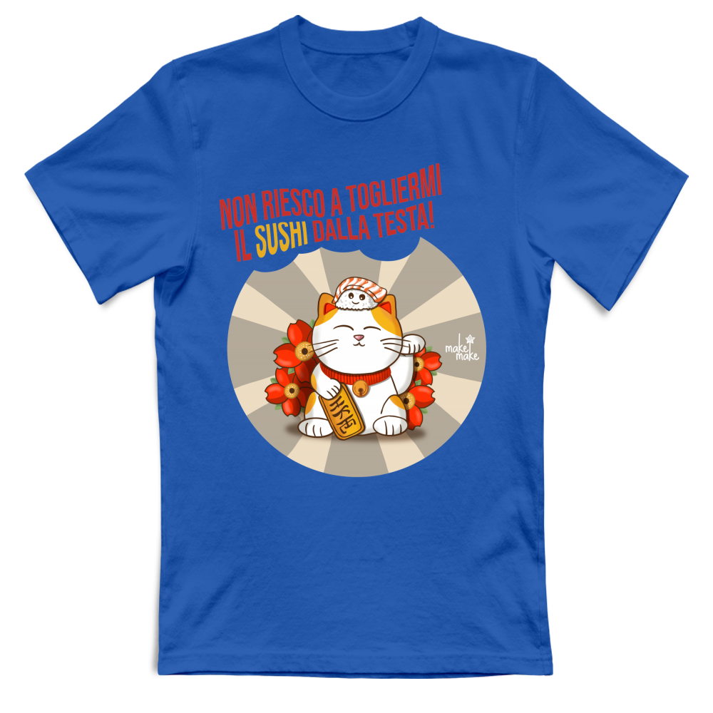 T-Shirt Unisex Maneki Neko Non riesco a togliermi il sushi dalla testa