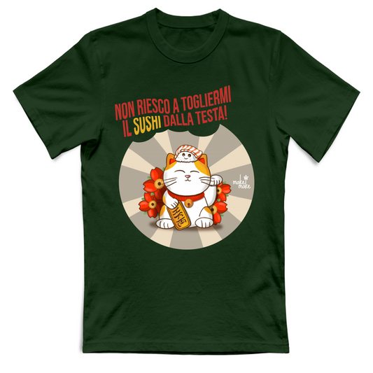 T-Shirt Unisex Maneki Neko Non riesco a togliermi il sushi dalla testa