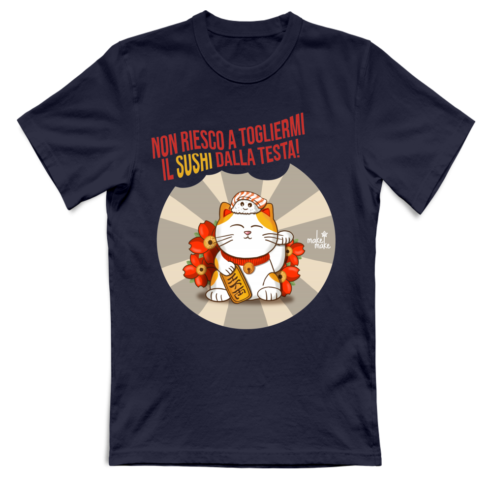 T-Shirt Unisex Maneki Neko Non riesco a togliermi il sushi dalla testa