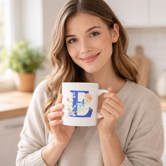 Tazza Lettera fiorita E
