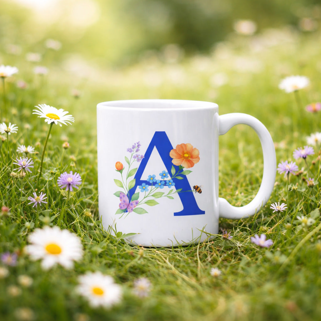 Tazza Lettera fiorita E
