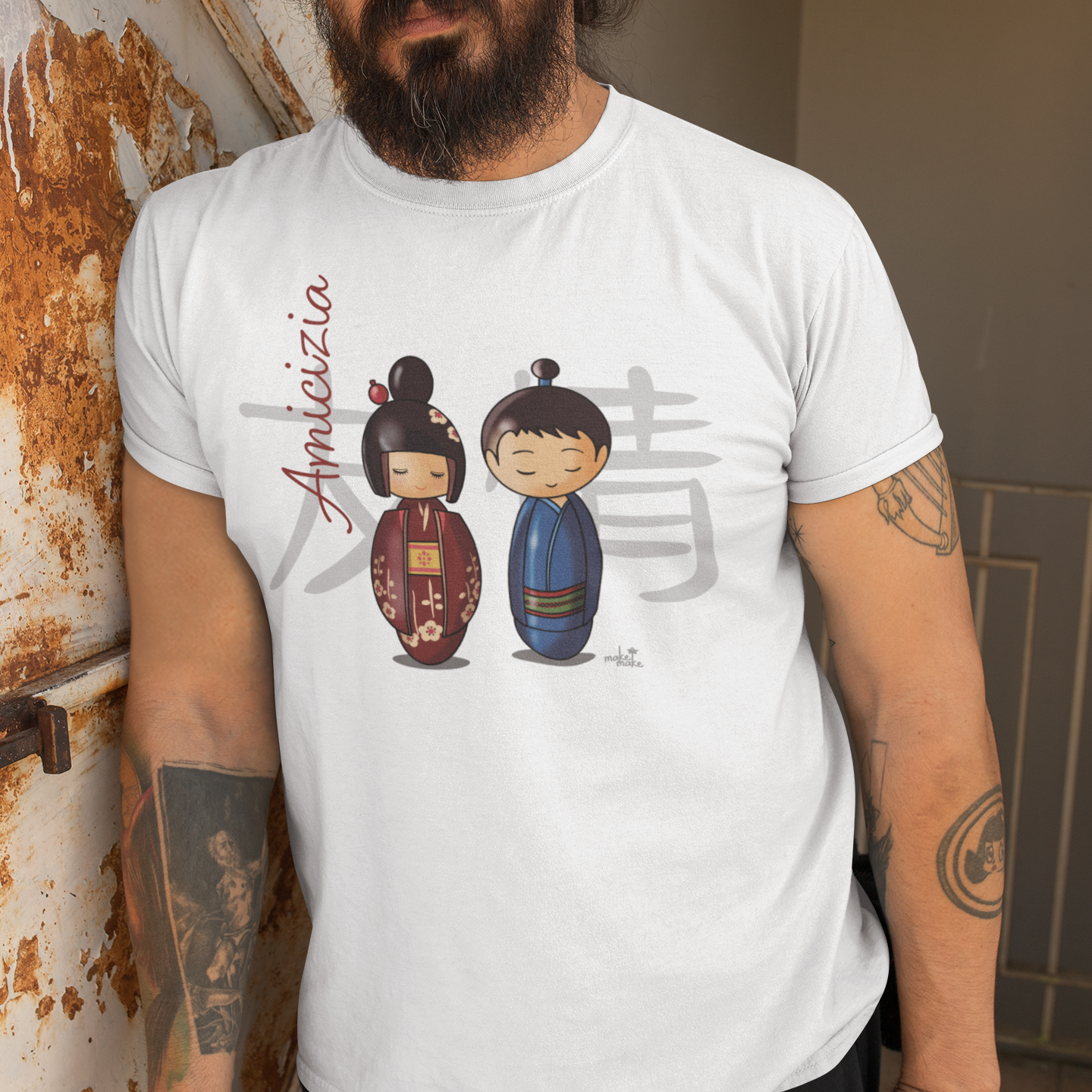 T-Shirt Donna Kokeshi Giapponesi - Amicizia