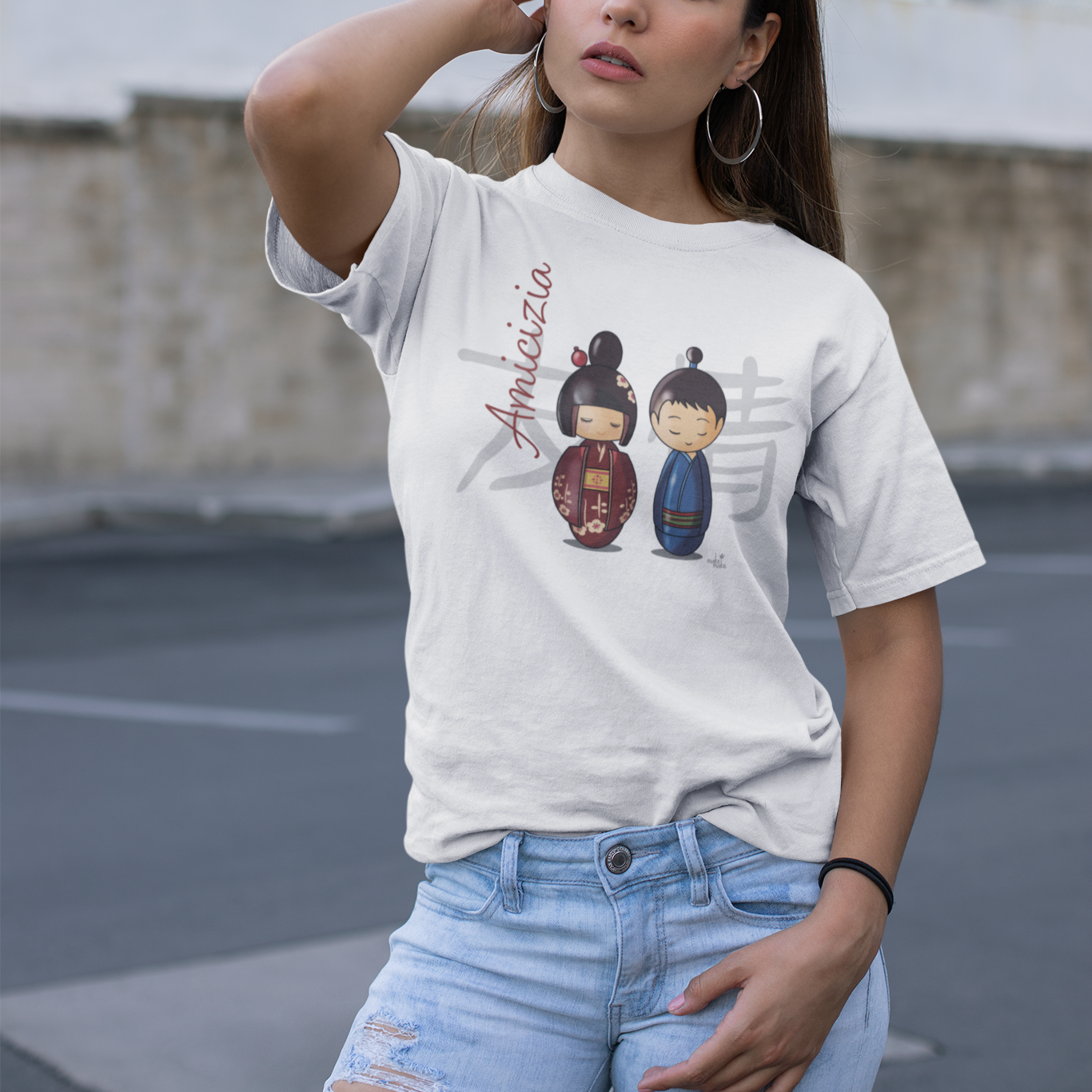 T-Shirt Donna Kokeshi Giapponesi - Amicizia