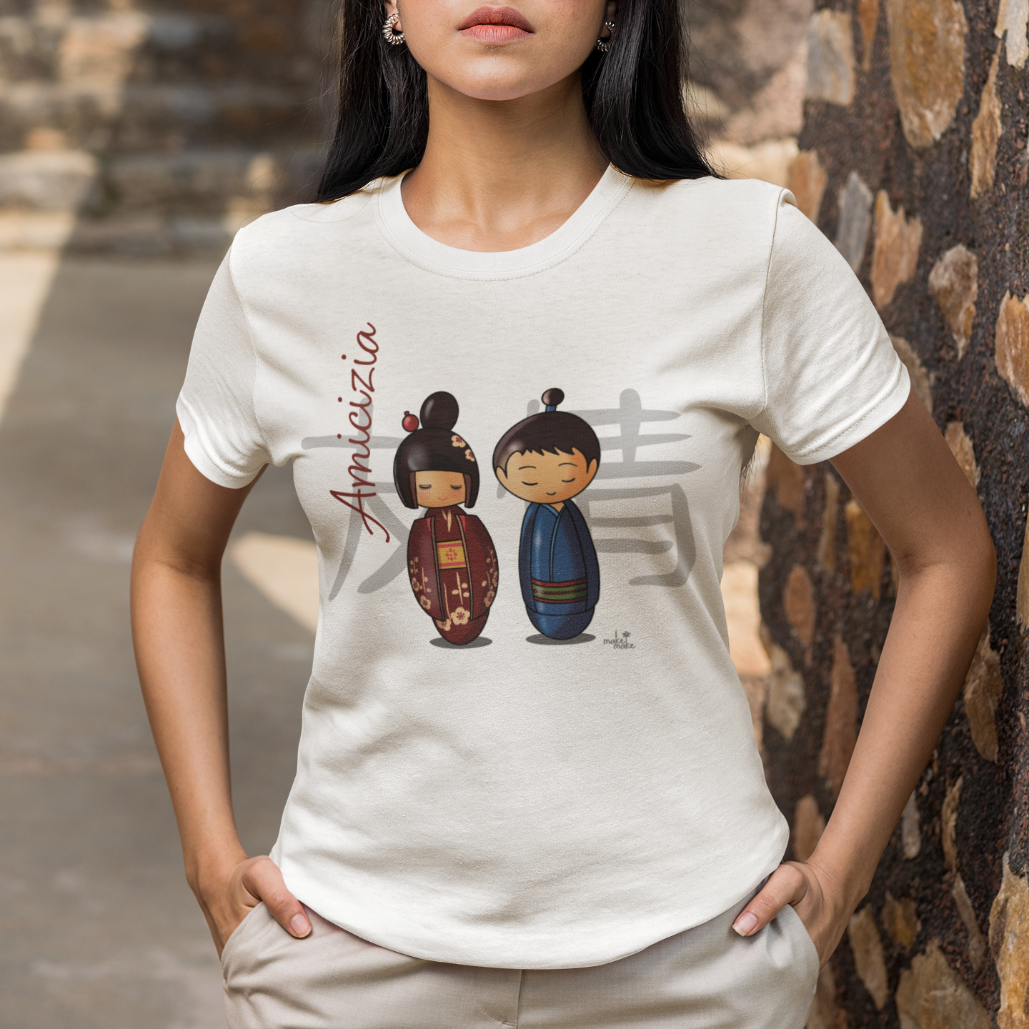 T-Shirt Donna Kokeshi Giapponesi - Amicizia