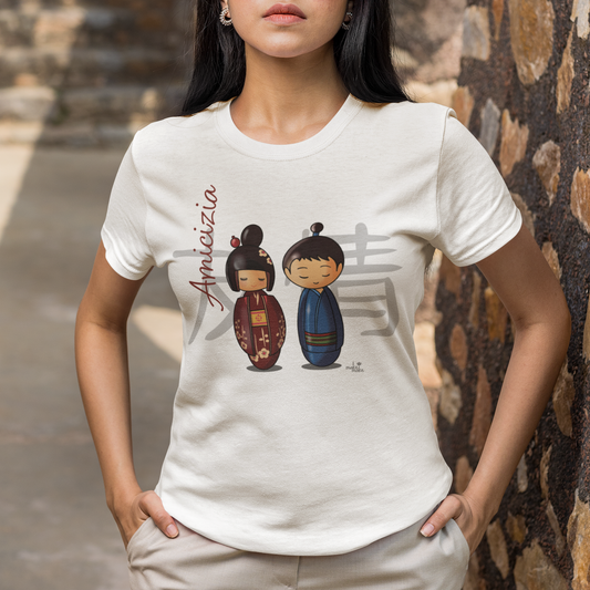 T-Shirt Donna Kokeshi Giapponesi - Amicizia