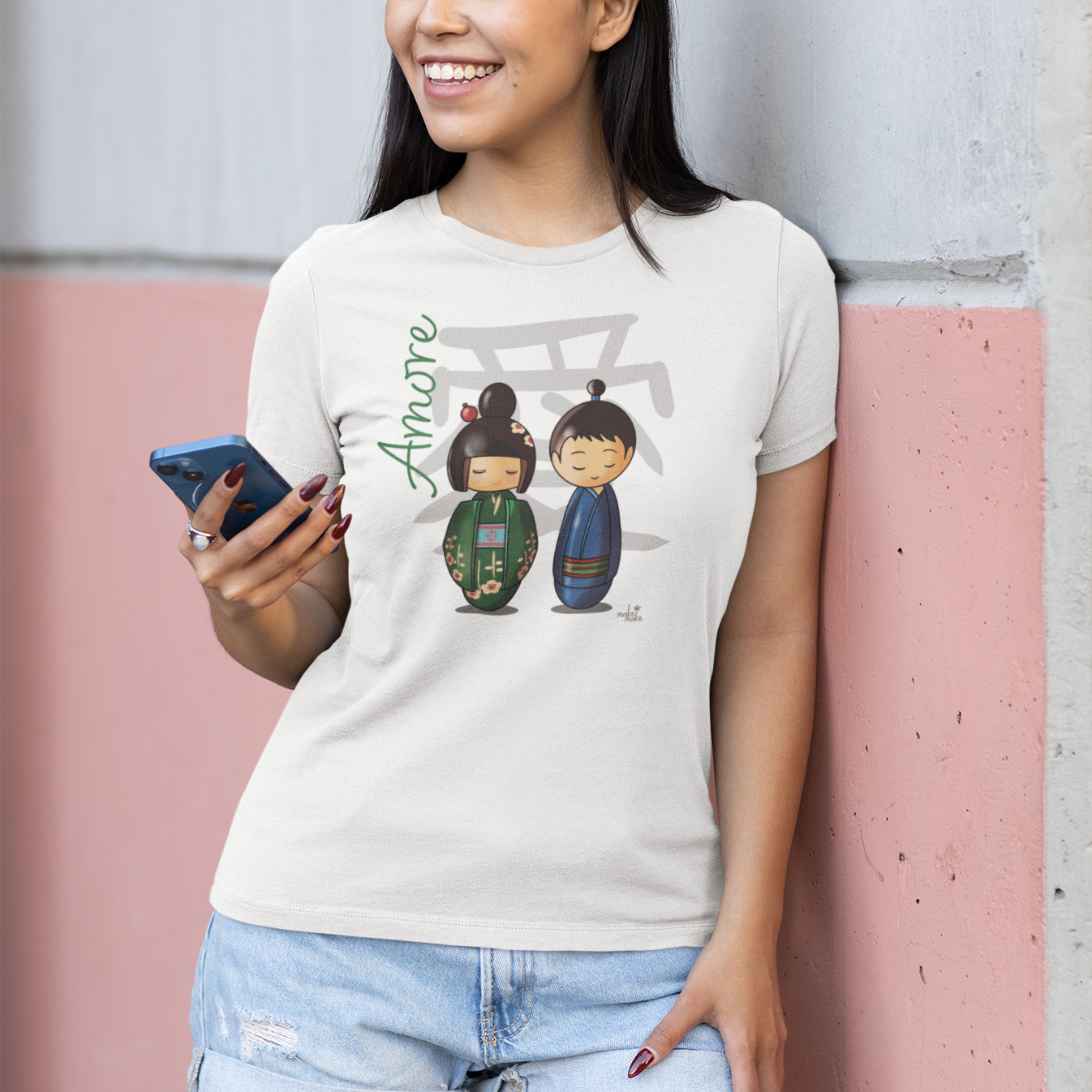 T-Shirt Donna Kokeshi Giapponesi - Amore
