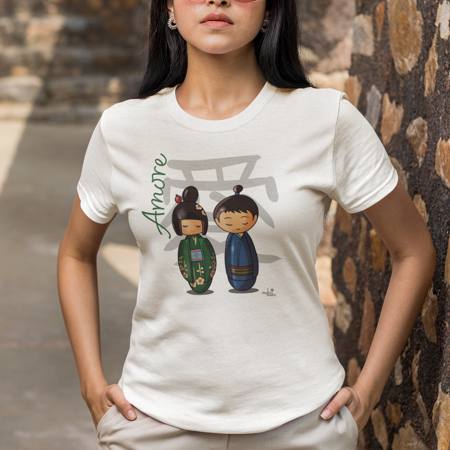T-Shirt Donna Kokeshi Giapponesi - Amore