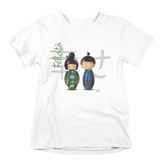 T-Shirt Donna Kokeshi Giapponesi - Felicità