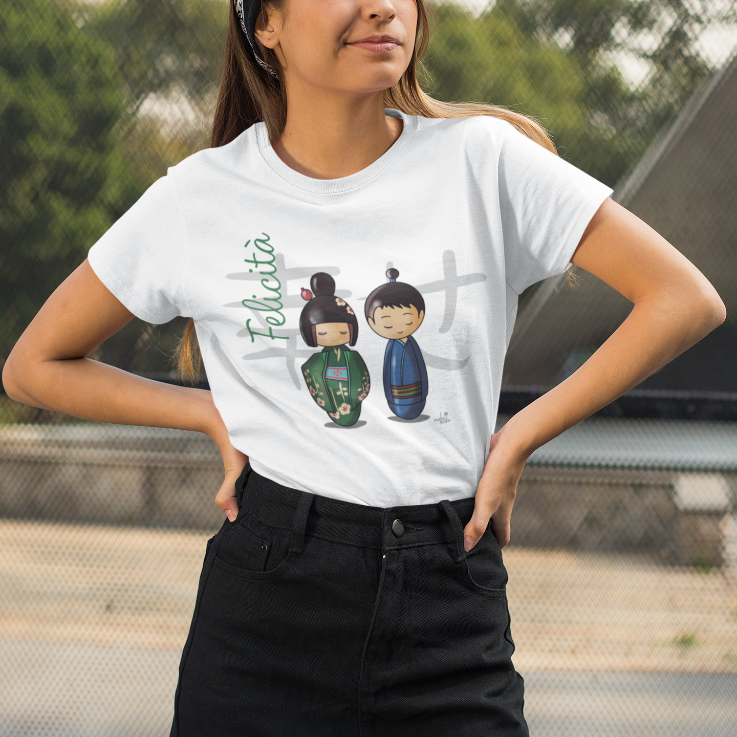 T-Shirt Donna Kokeshi Giapponesi - Felicità