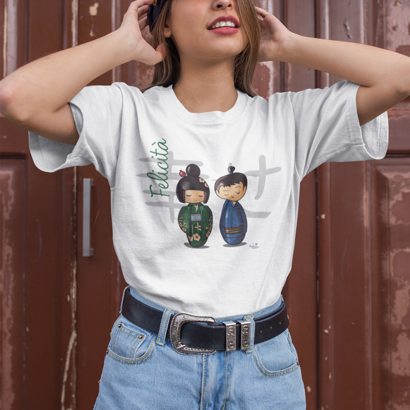T-Shirt Donna Kokeshi Giapponesi - Felicità