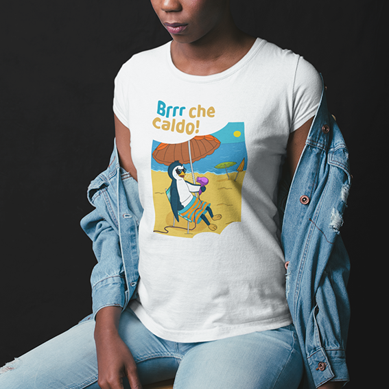 T‑shirt Unisex Pinguino Nino sotto l’Ombrellone