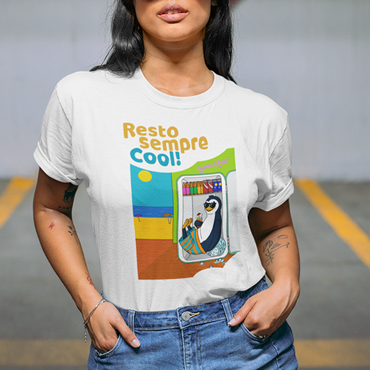 T‑shirt Unisex Pinguino Nino al Frigo del Bar
