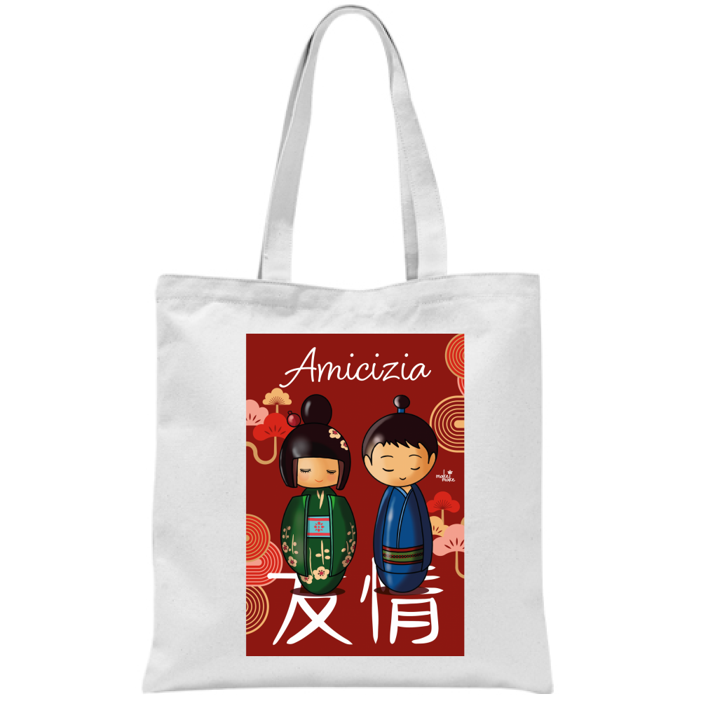 Shopping Bag con Kokeshi Giapponesi