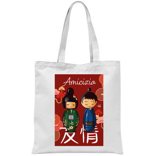 Shopping Bag con Kokeshi Giapponesi