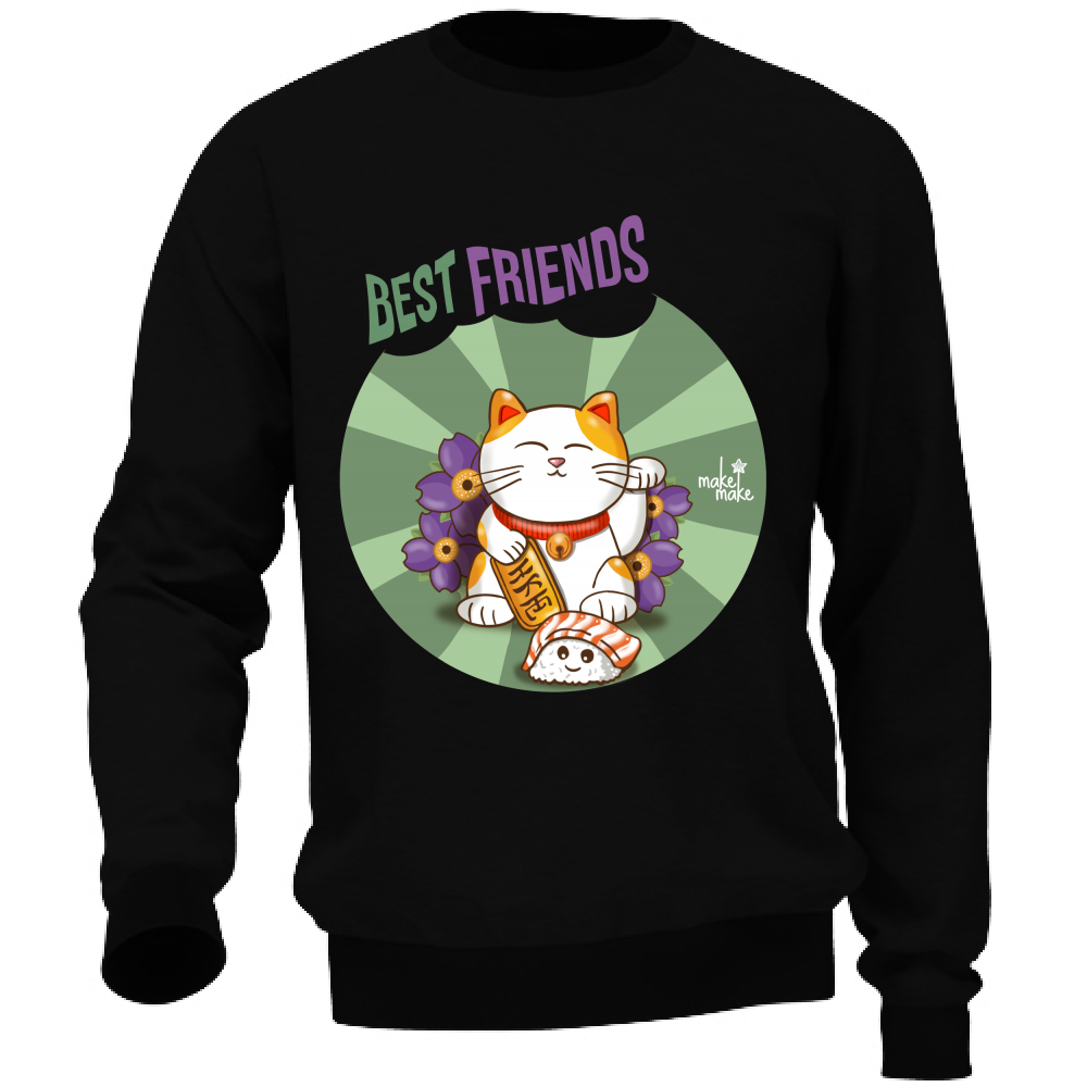 Felpa Unisex Maneki Neko Best Friends