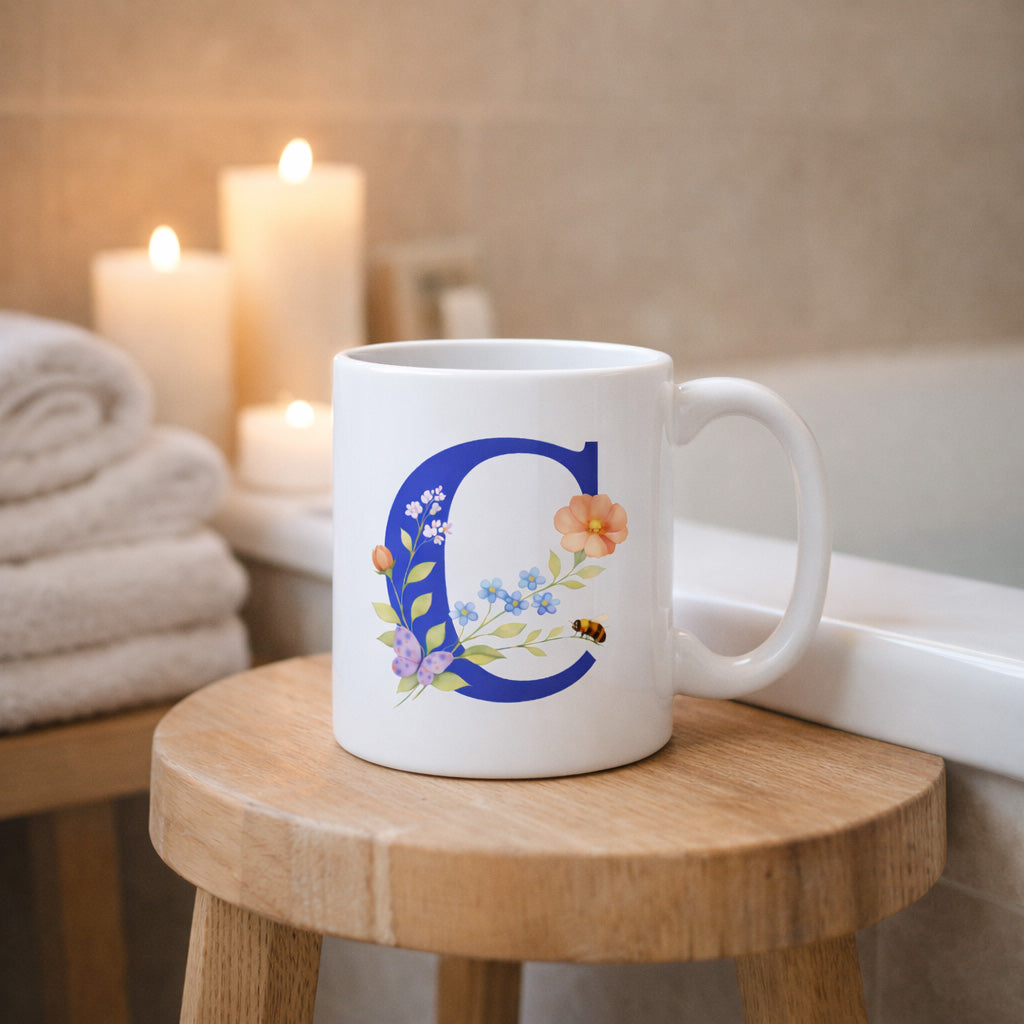 Tazza Lettera fiorita E